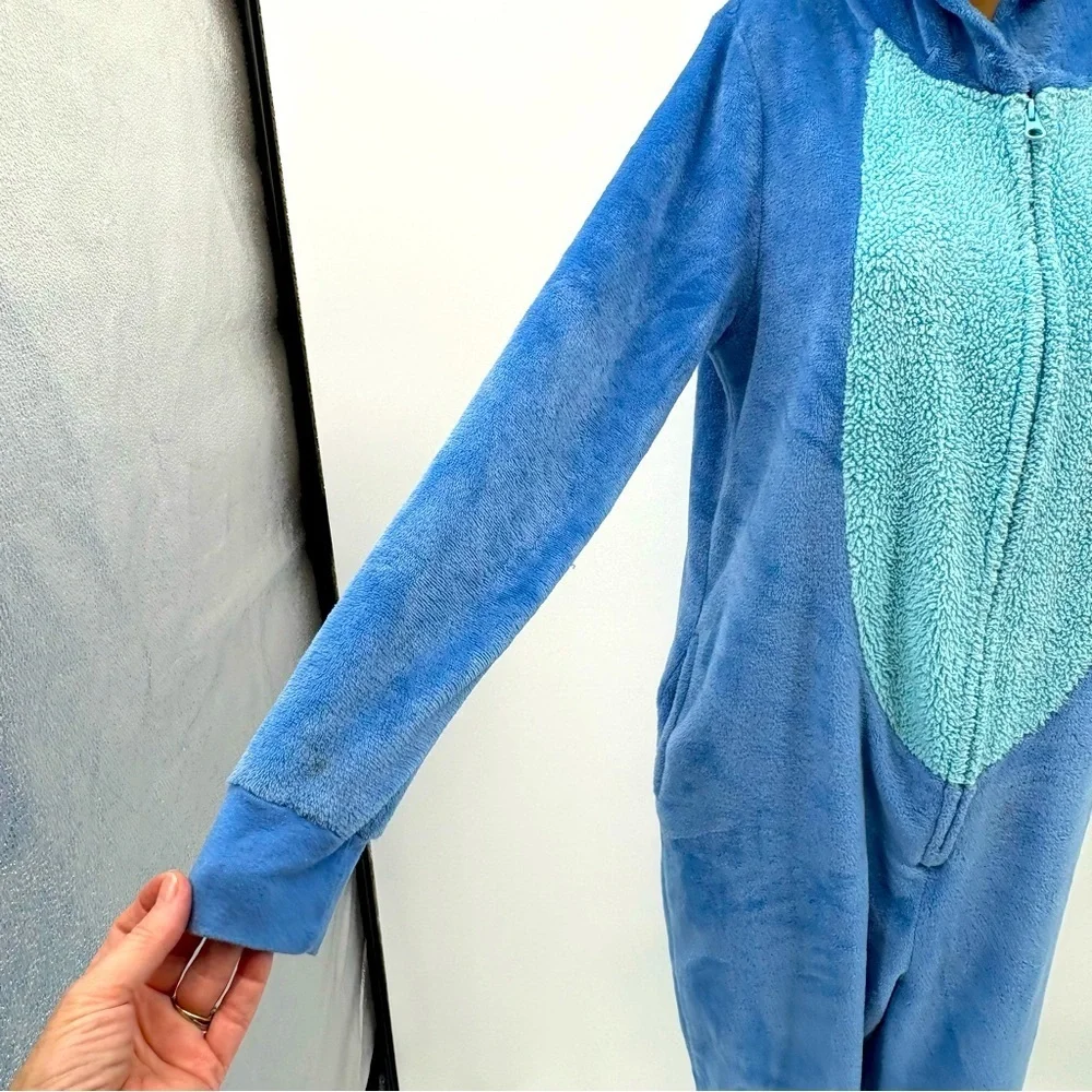 Disney Lilo & Stitch Fleece Onesie Pajamas Hooded Blue unisex 12–14